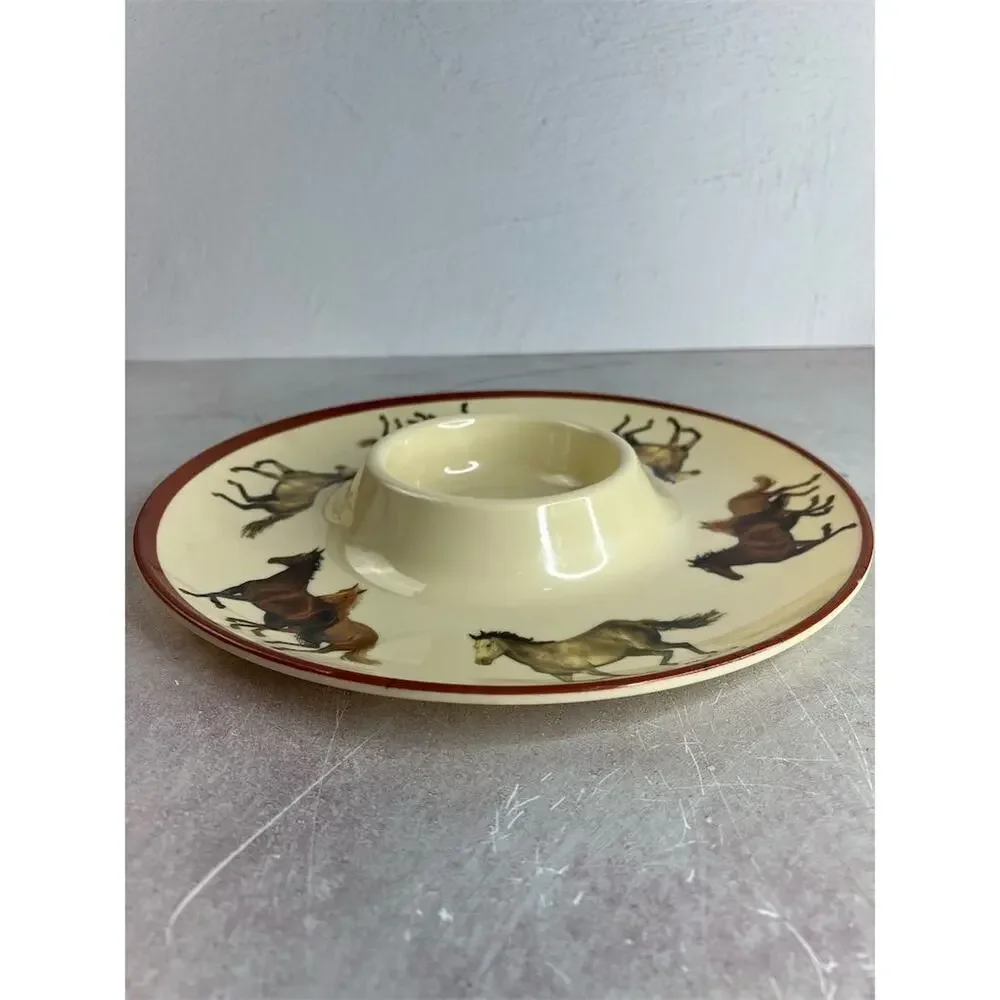 Vintage Evergreen Horse‎ Design Chip and Dip veggie tray Multicolor Plastic